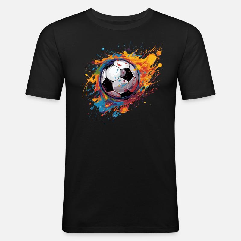 Fußball - Männer Slim Fit T-Shirt - Schwarz