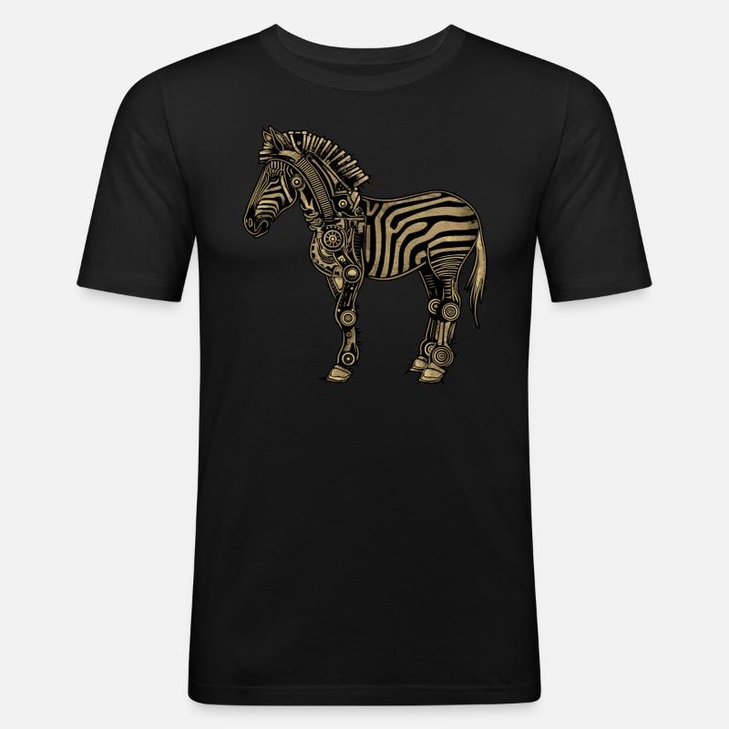 Zebra Steampunk - Männer Slim Fit T-Shirt - Schwarz