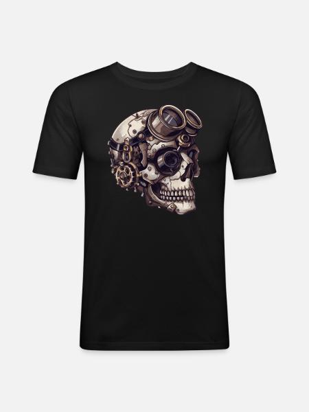 Dieselpunk Zombie Skull - Men's Slim Fit T-Shirt - black