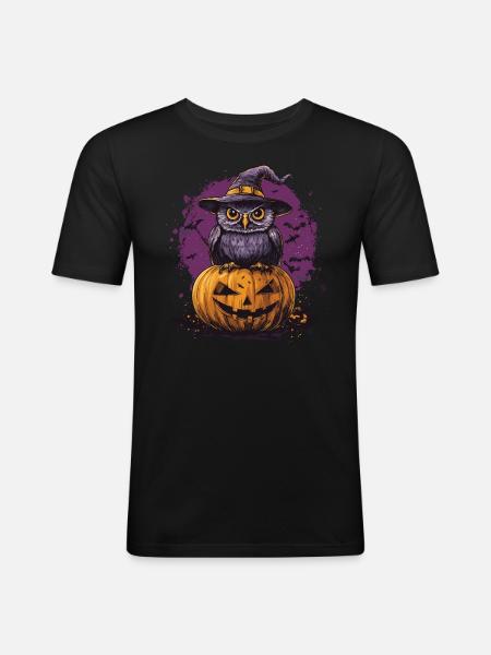 Funny Halloween Owl - Men's Slim Fit T-Shirt - black