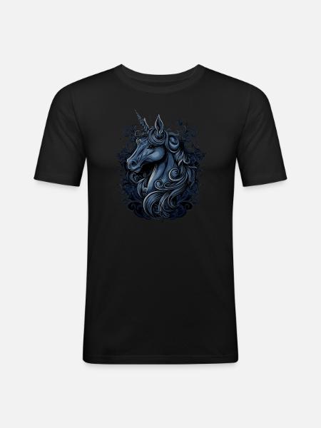Einhorn Fantasy - Männer Slim Fit T-Shirt - Schwarz