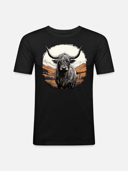 Scottish Highland cattle - Men's Slim Fit T-Shirt - black