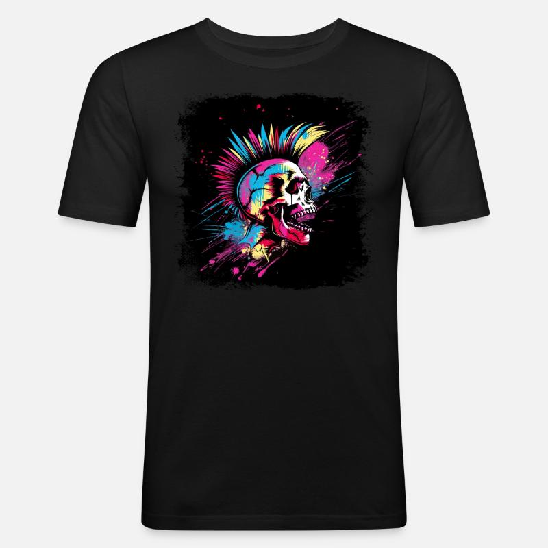 Punk Zombie Mohawk - Männer Slim Fit T-Shirt - Schwarz