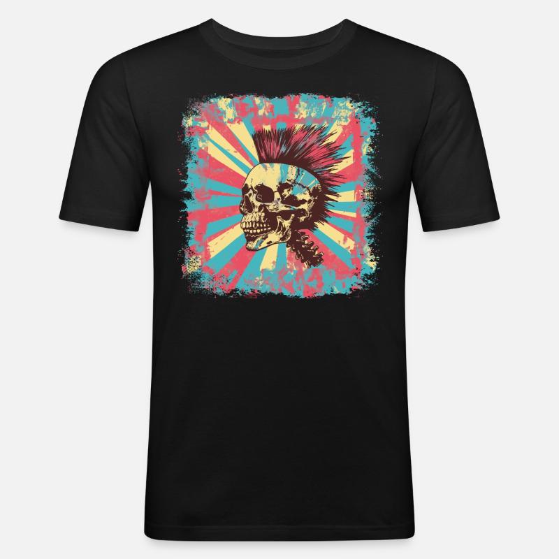 Punk Zombie Mohawk - Männer Slim Fit T-Shirt - Schwarz