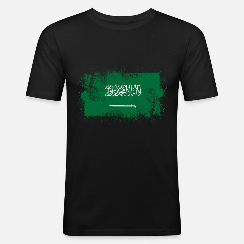 Saudi-Arabien - Männer Slim Fit T-Shirt - Schwarz