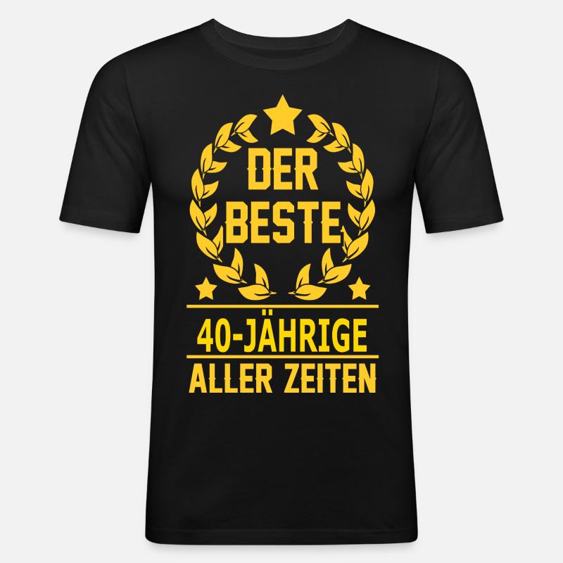 40-JÄHRIGE - Männer Slim Fit T-Shirt - Schwarz