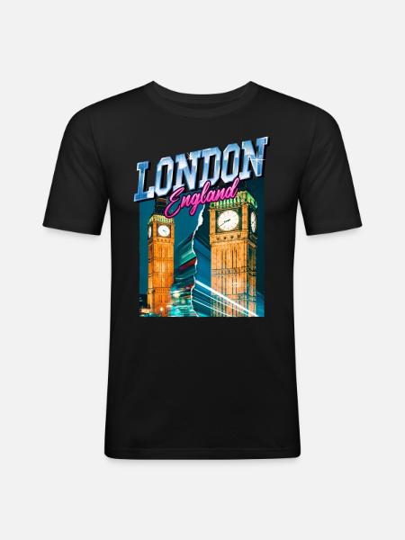 London England UK City Skyline Vintage Retro - Men's Slim Fit T-Shirt - black