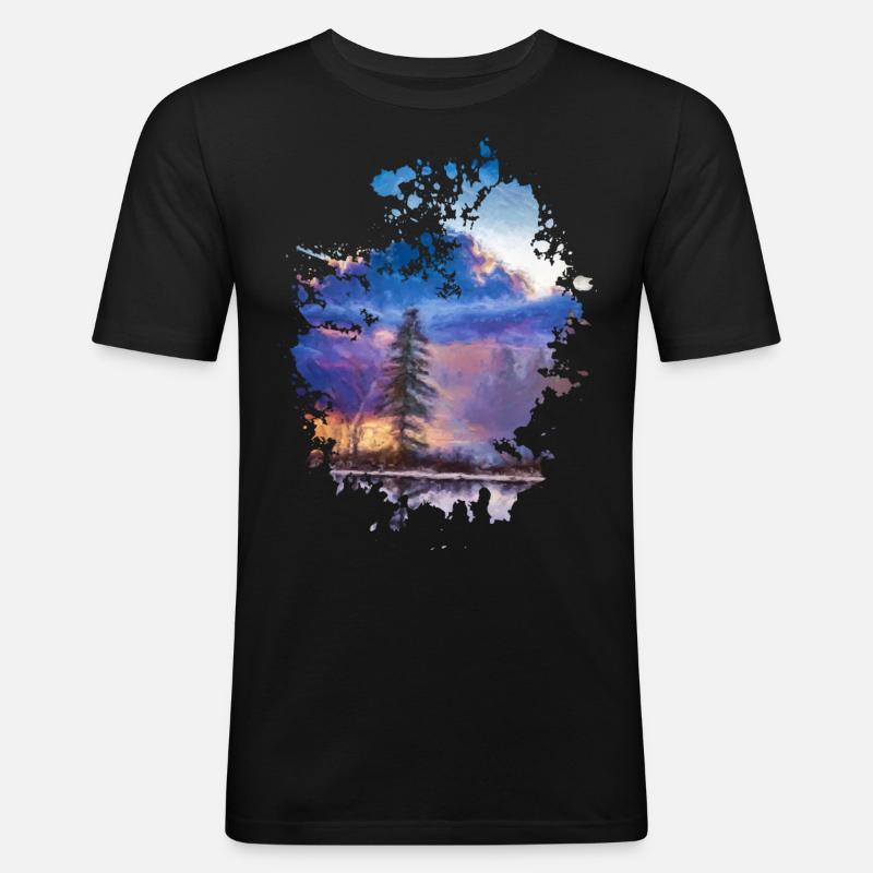 Baum - Männer Slim Fit T-Shirt - Schwarz
