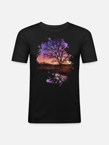 Sonnenuntergang - Männer Slim Fit T-Shirt - Schwarz