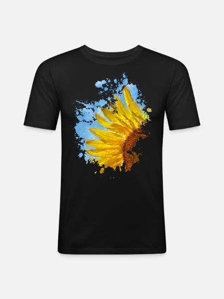 Sonnenblume - Männer Slim Fit T-Shirt - Schwarz
