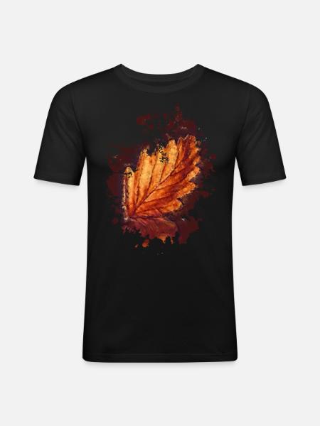 Blatt - Männer Slim Fit T-Shirt - Schwarz