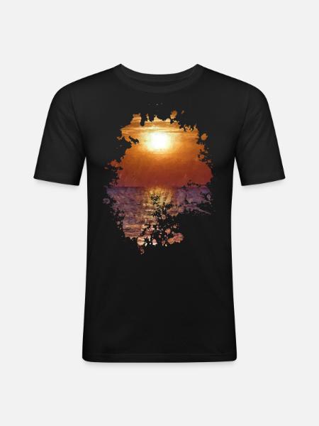 Sonnenuntergang - Männer Slim Fit T-Shirt - Schwarz