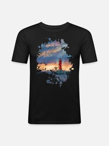 Leuchtturm - Männer Slim Fit T-Shirt - Schwarz