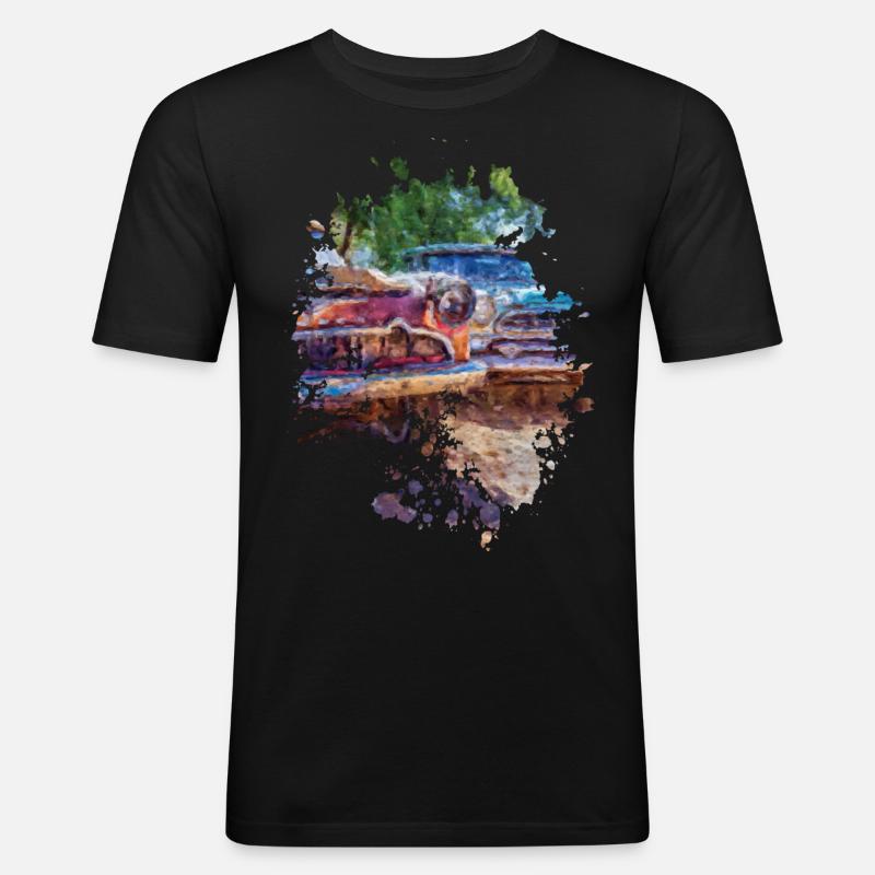 Oldtimer - Männer Slim Fit T-Shirt - Schwarz