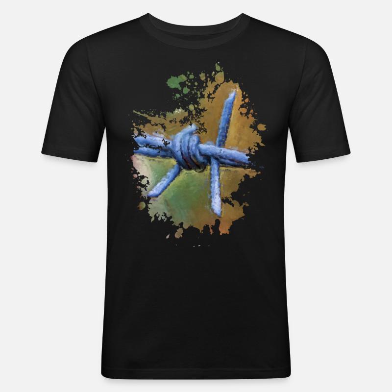 Stacheldraht - Männer Slim Fit T-Shirt - Schwarz