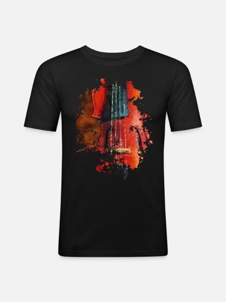 Violine - Männer Slim Fit T-Shirt - Schwarz