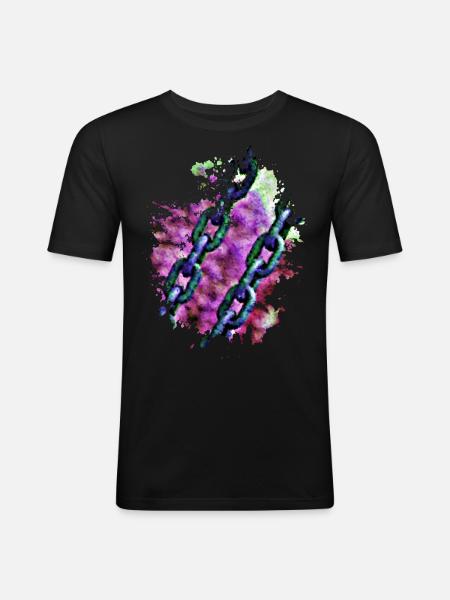 Ketten - Männer Slim Fit T-Shirt - Schwarz