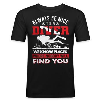 23F 0295 bk - T-shirt près du corps Homme - noir - Devant - Nik (191cm)