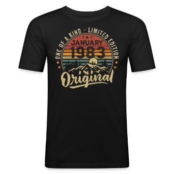 Januar 1983 | Geburtstage geboren im Januar 1983 - Männer Slim Fit T-Shirt - Schwarz - Vorne - Nik (191cm)