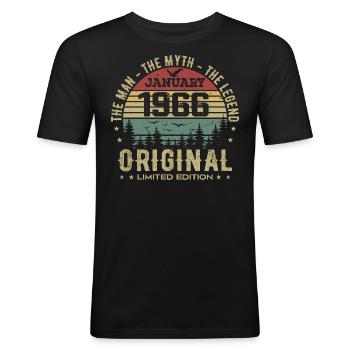 59 Year Old Birthday Gift, Born In January 1966 - Men's Slim Fit T-Shirt - black - Front - Nik (191cm)