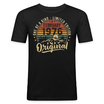 Geburtstagsgeschenk Februar 1976 Cooler Februar 1976 - Männer Slim Fit T-Shirt - Schwarz - Vorne - Nik (191cm)