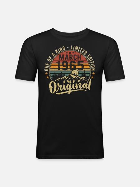 Verjaardagsideeën maart 1965 Origineel maart 1965 - Mannen slim fit T-shirt - zwart