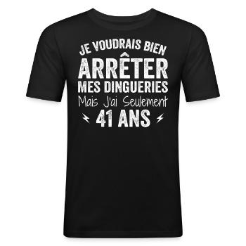 41st Birthday Gift Funny 41 Years - Men's Slim Fit T-Shirt - black - Front - Nik (191cm)