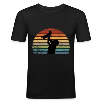 Vater und Tochter - Männer Slim Fit T-Shirt - Schwarz - Vorne - Nik (191cm)