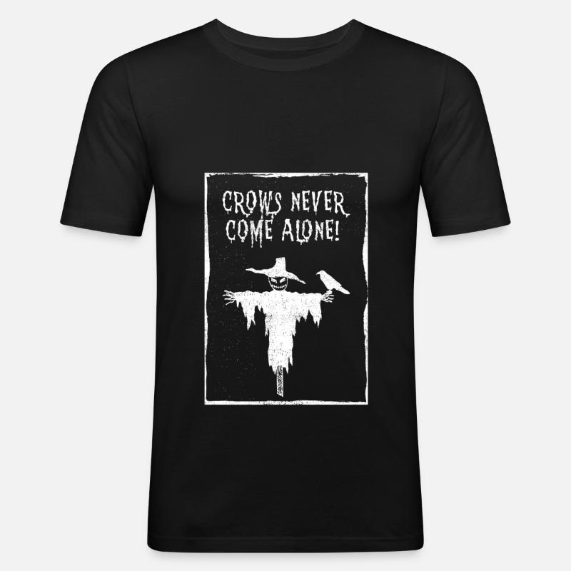 Krähe Vogelscheuche Halloween - Männer Slim Fit T-Shirt - Schwarz