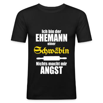 I am the husband of a Swabian - Men's Slim Fit T-Shirt - black - Front - Nik (191cm)