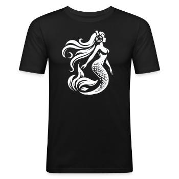 La sirène DJ - T-shirt près du corps Homme - noir - Devant - Nik (191cm)