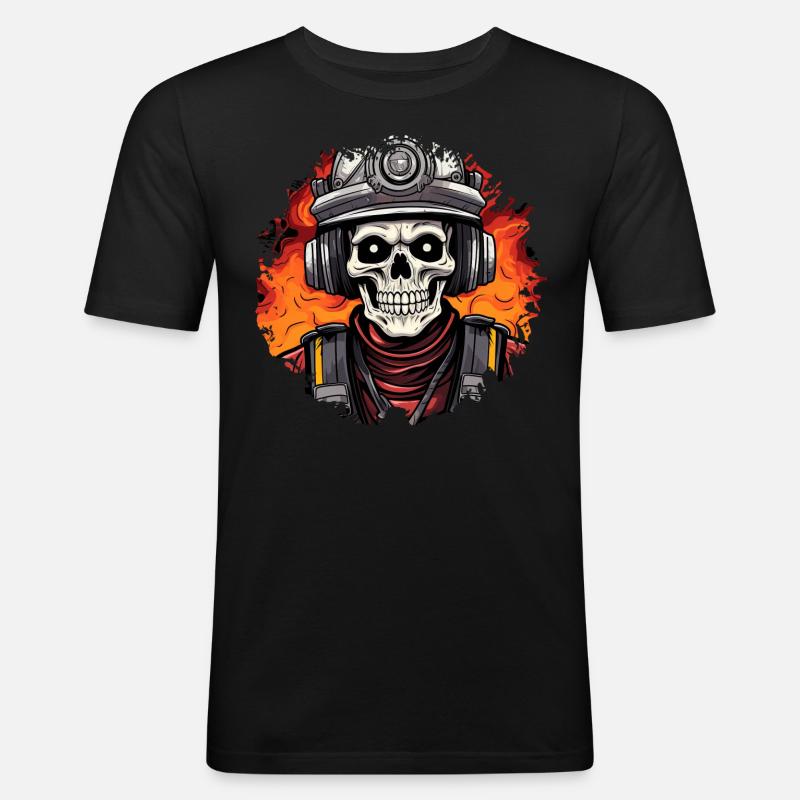 Firefighter Skeleton - Men's Slim Fit T-Shirt - black