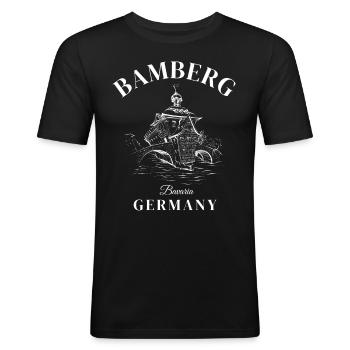 Bamberg Germany Bavaria Deutschland - Männer Slim Fit T-Shirt - Schwarz - Vorne - Nik (191cm)