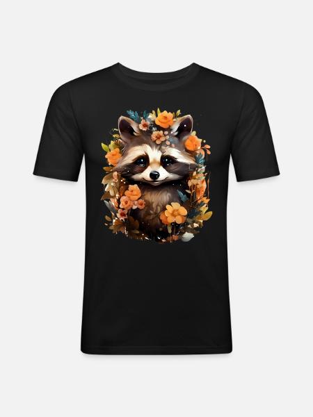 Raton laveur - T-shirt près du corps Homme - noir