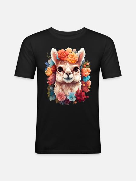 Alpaka - Männer Slim Fit T-Shirt - Schwarz