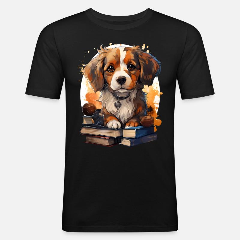 Beagle - Männer Slim Fit T-Shirt - Schwarz