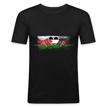 Palästina - Männer Slim Fit T-Shirt - Schwarz - Vorne - Nik (191cm)