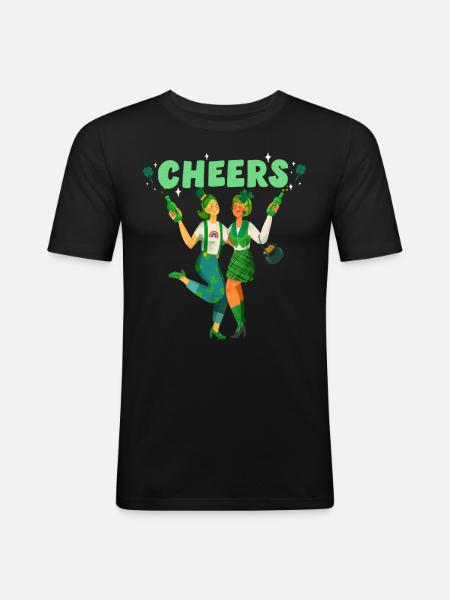 cheers. Happy St Patrick's Day! - Men's Slim Fit T-Shirt - black