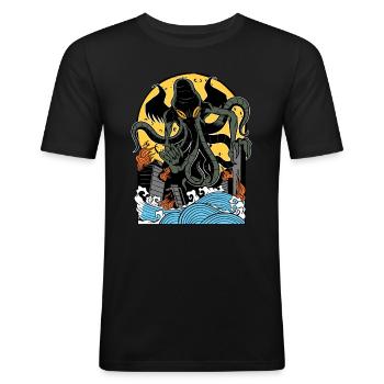 Dieu Cthulhu - T-shirt près du corps Homme - noir - Devant - Nik (191cm)