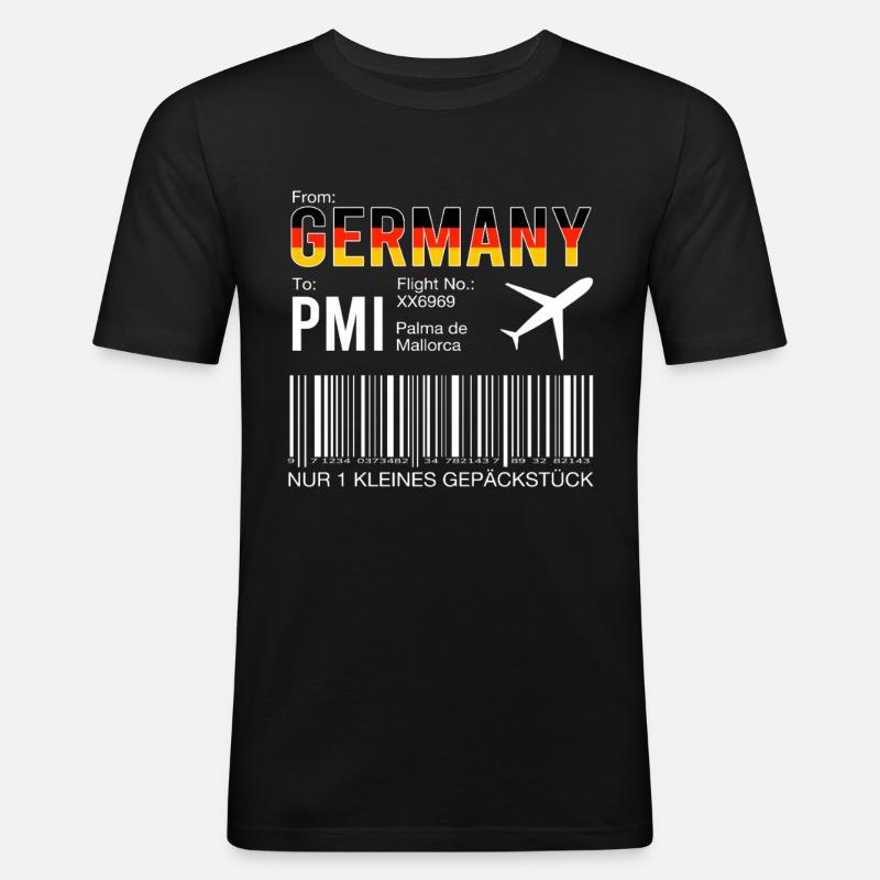 Flugticket Palma - Männer Slim Fit T-Shirt - Schwarz