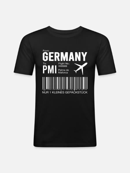 Flugticket Palma - Männer Slim Fit T-Shirt - Schwarz