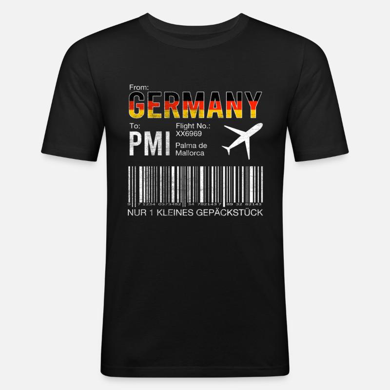 Flugticket Palma - Männer Slim Fit T-Shirt - Schwarz