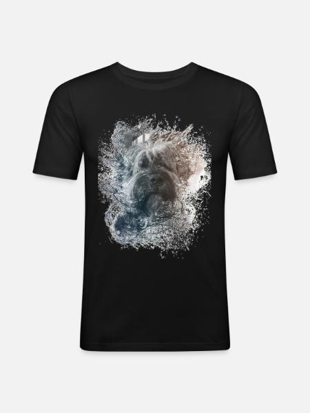 Hunde Kopf Geschenk - Männer Slim Fit T-Shirt - Schwarz