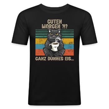 Guten Morgen Ganz Dünnes Eis Bär Kaffee - Männer Slim Fit T-Shirt - Schwarz - Vorne - Nik (191cm)