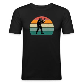 Paintballer Paintballer Paintball Player Color - Men's Slim Fit T-Shirt - black - Front - Nik (191cm)