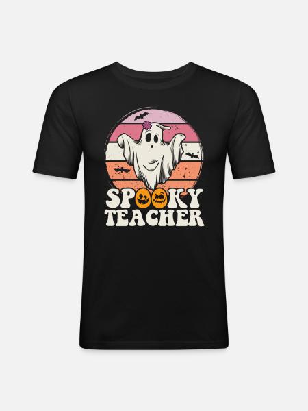 Teacher Halloween Ghost Spooky Teacher - Men's Slim Fit T-Shirt - black