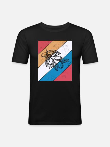 Olive food oil Retro Vegetarian Gift idea - Men's Slim Fit T-Shirt - black