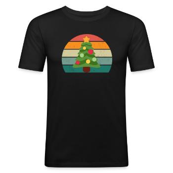 weihnachtsmann heilige nacht stille weihnachten - Männer Slim Fit T-Shirt - Schwarz - Vorne - Nik (191cm)