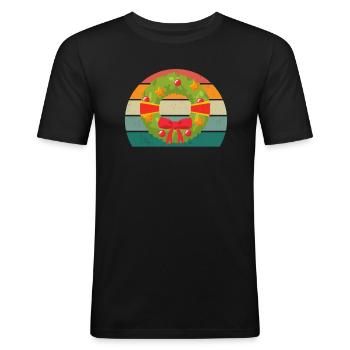 weihnachtsmann heilige nacht stille weihnachten - Männer Slim Fit T-Shirt - Schwarz - Vorne - Nik (191cm)