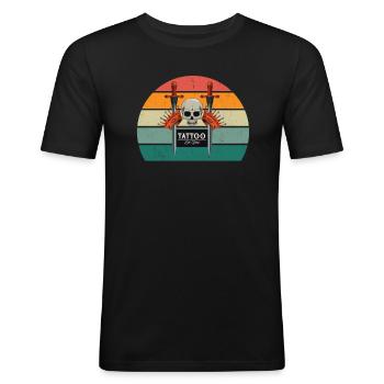 Tatoo Tattoo Tattoowierer Tattowierer Body Art - T-shirt près du corps Homme - noir - Devant - Nik (191cm)